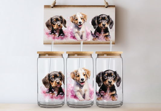 Bubble Puppies Glass Can