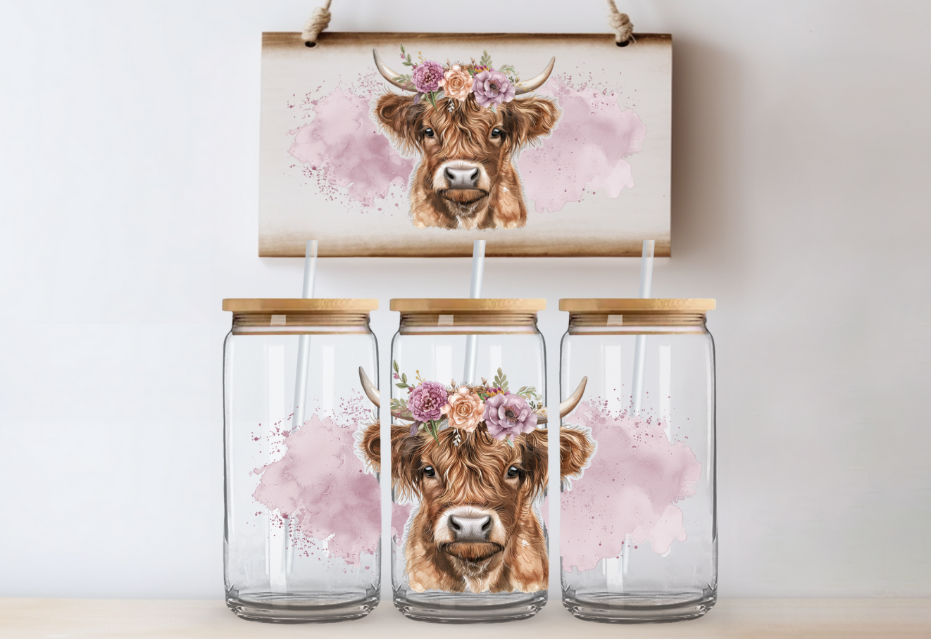 Floral Glass Can