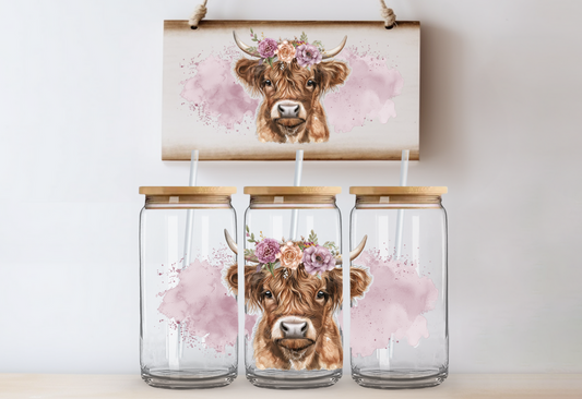 Floral Glass Can