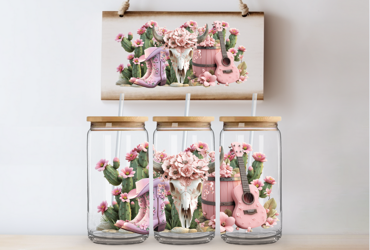 Pink Cactus Glass Can
