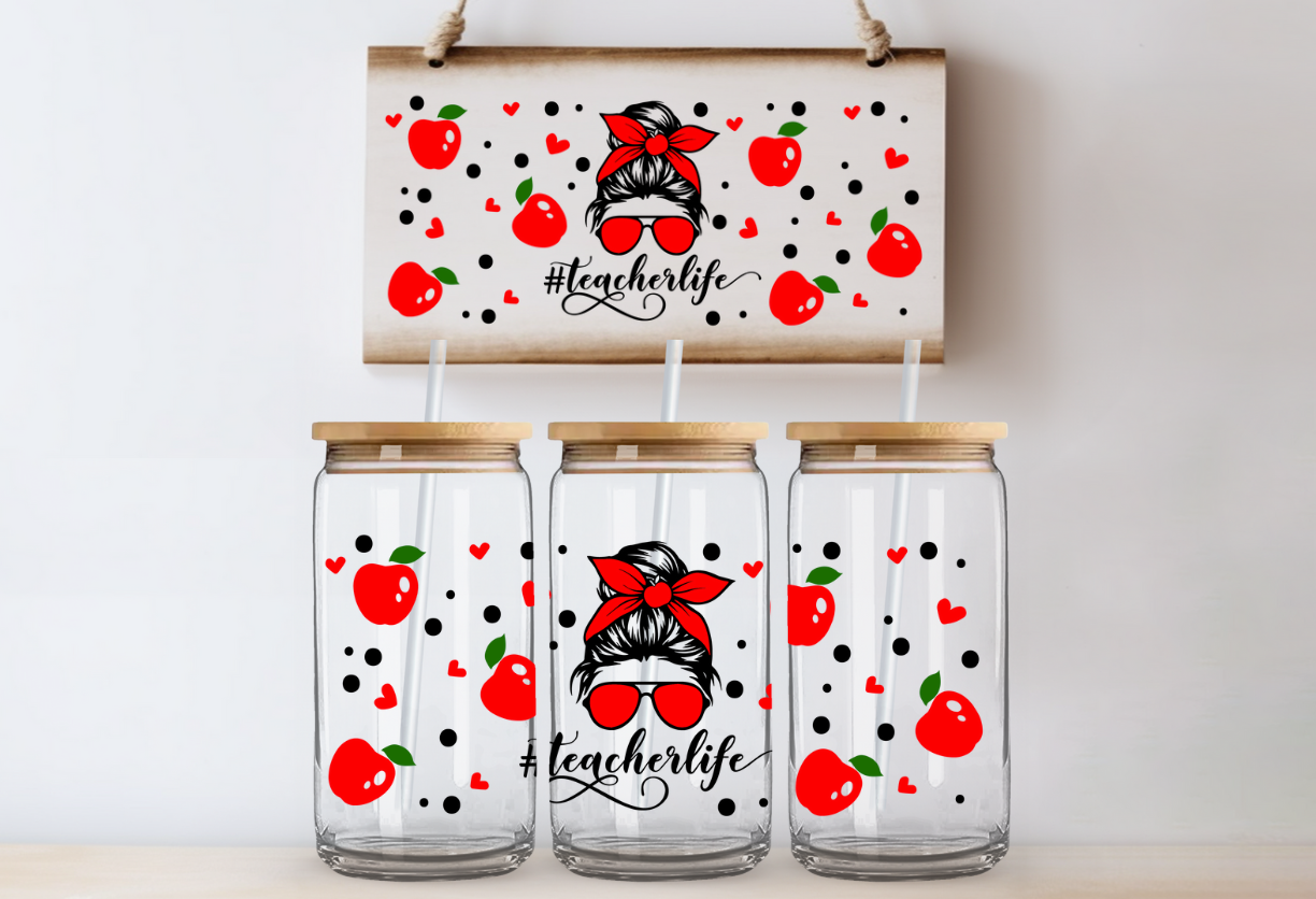Teacher Life Glass Can