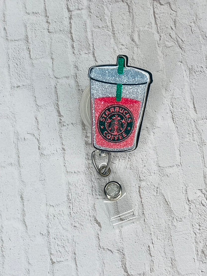 Pink Drink Badge Reel