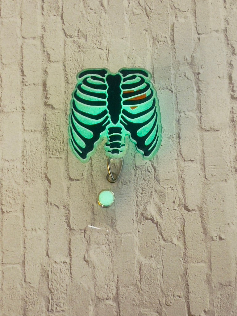 Rib Cage Badge Reel (Glow in the dark)