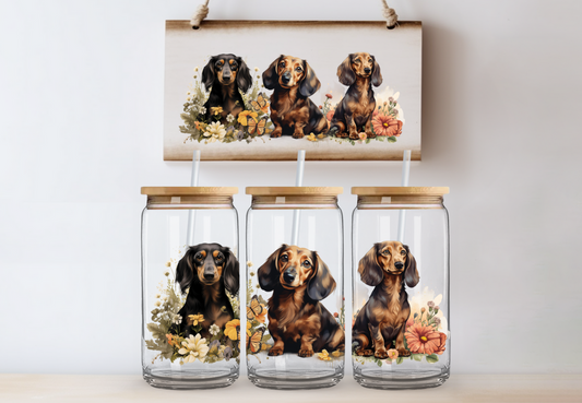 Dachshund Glass Can
