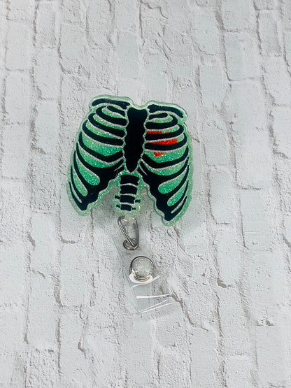 Rib Cage Badge Reel (Glow in the dark)