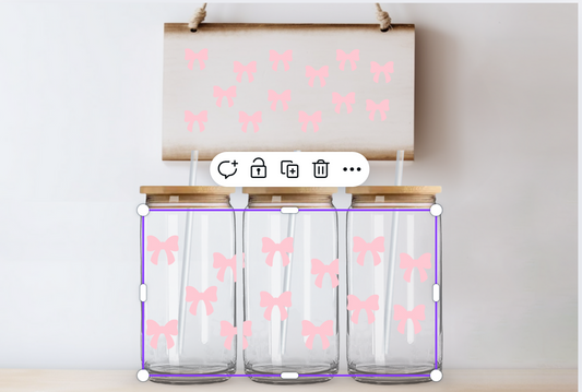 Pink Bows Glass Can