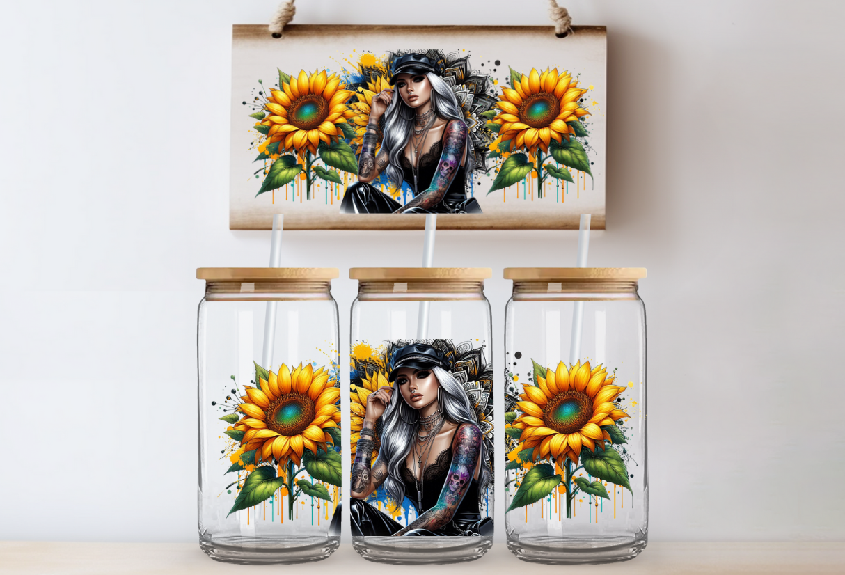 Sunflower Glass Can